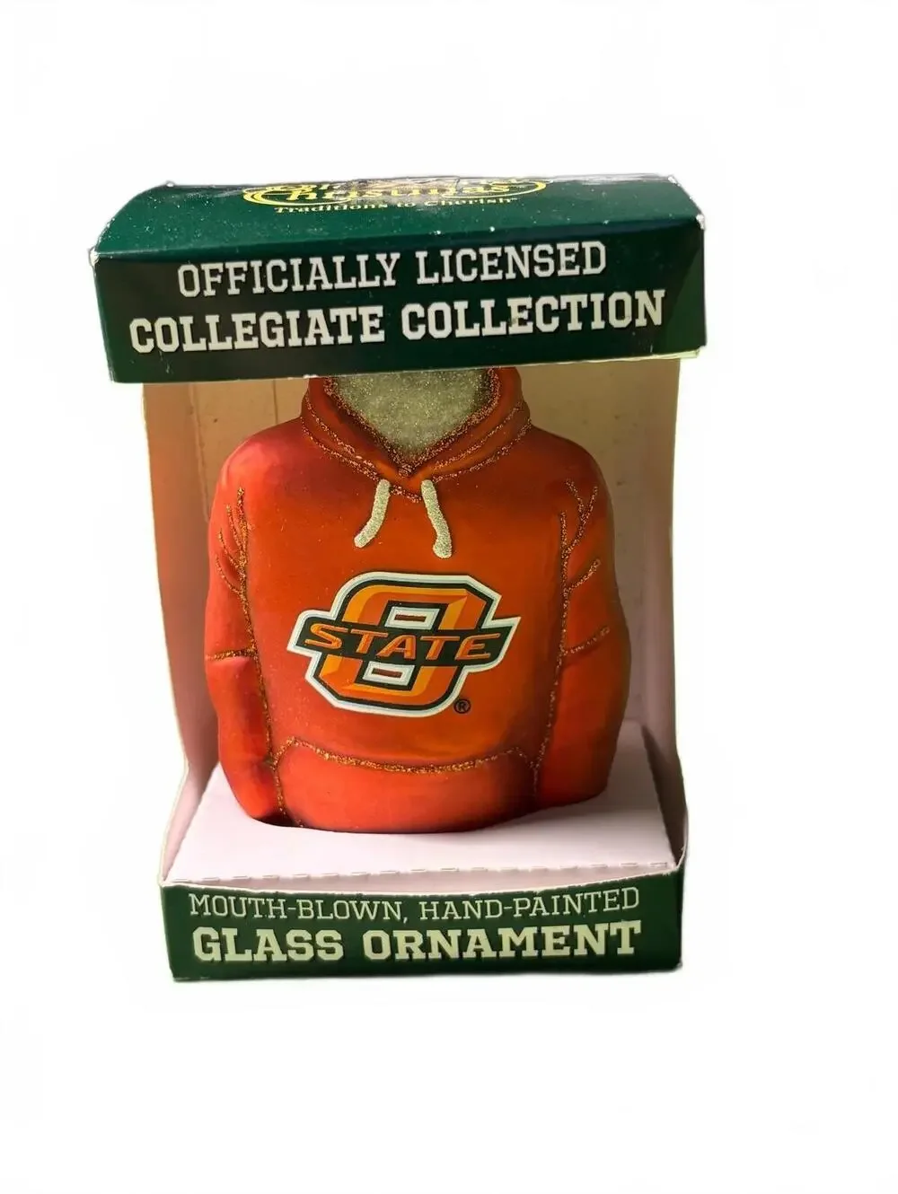Old World Christmas Oklahoma State Hoodie Mouth-Blown Hand-P